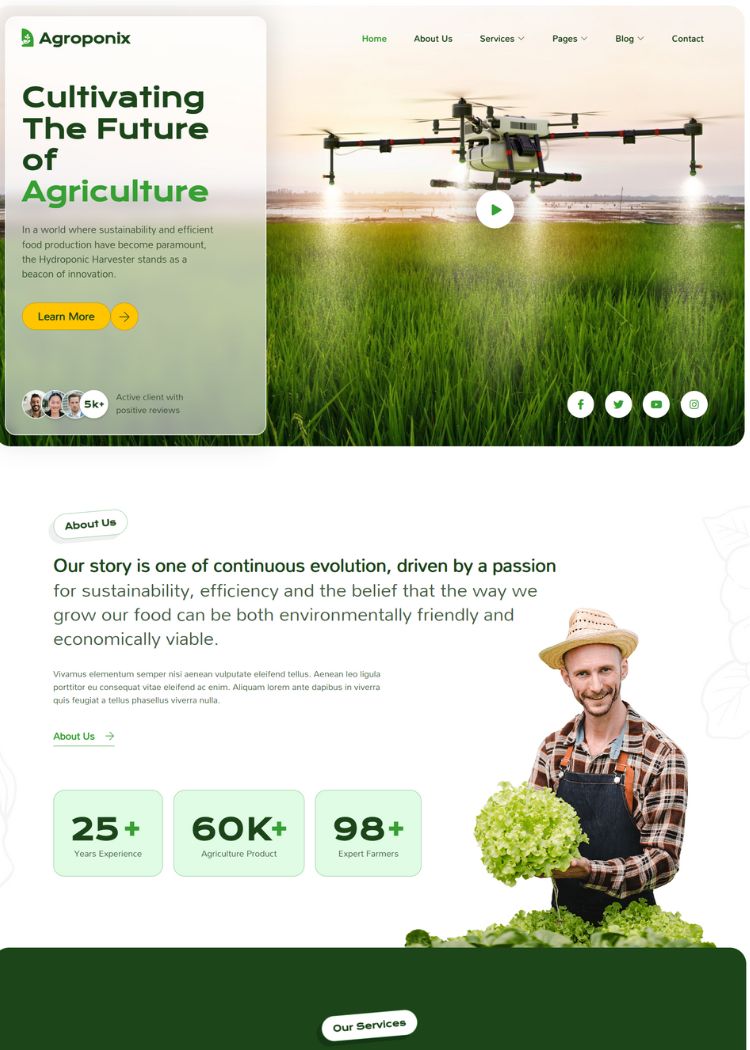 Hydroponic & Agriculture Website Template
