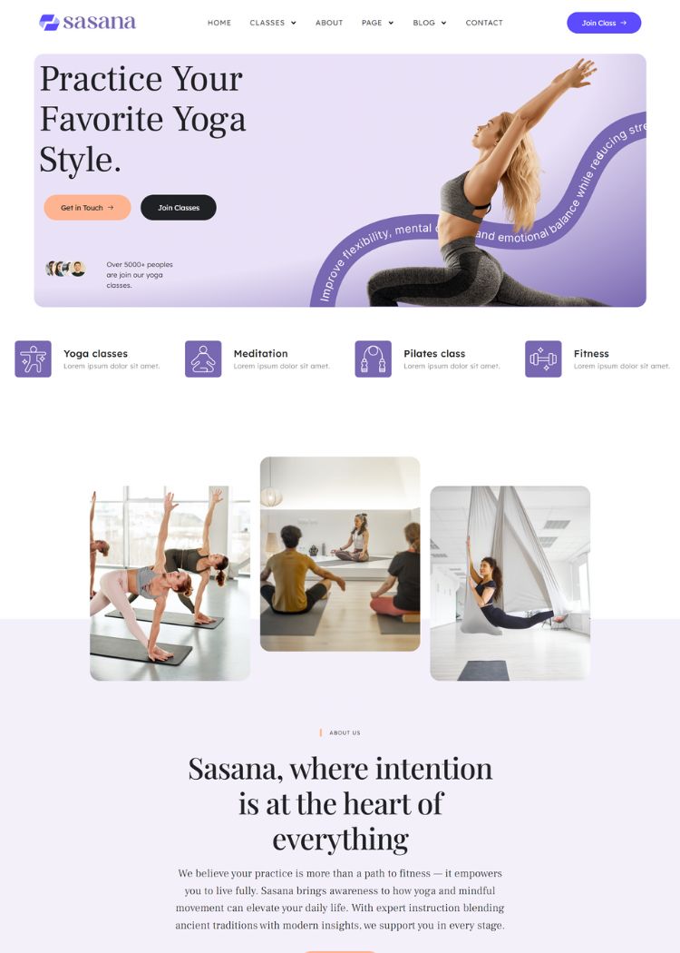 Yoga Studio & Fitness Website Template