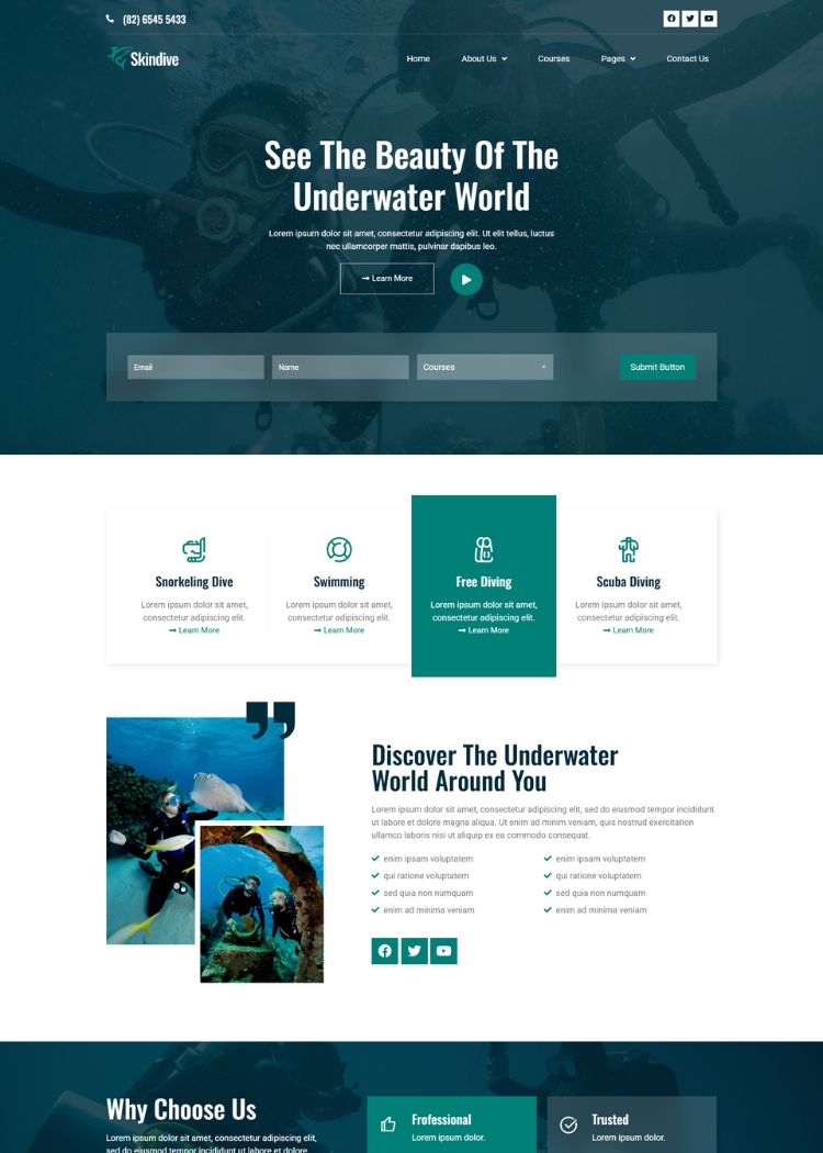 Scuba Diving & Water Sport Website Template