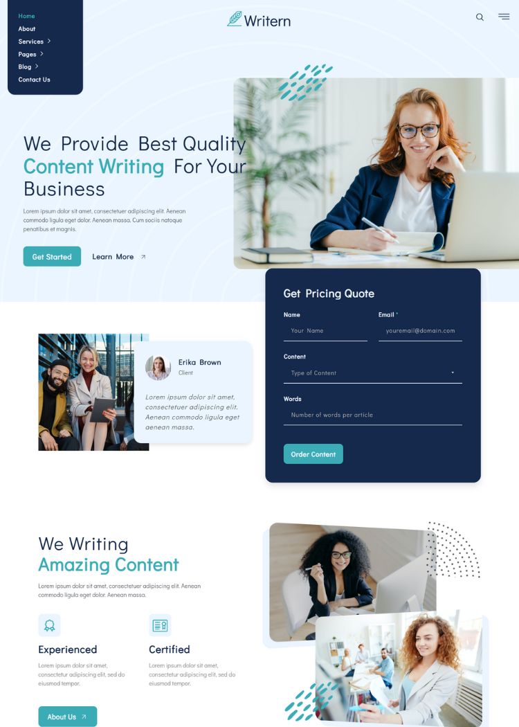 Content Writing Services Website Template