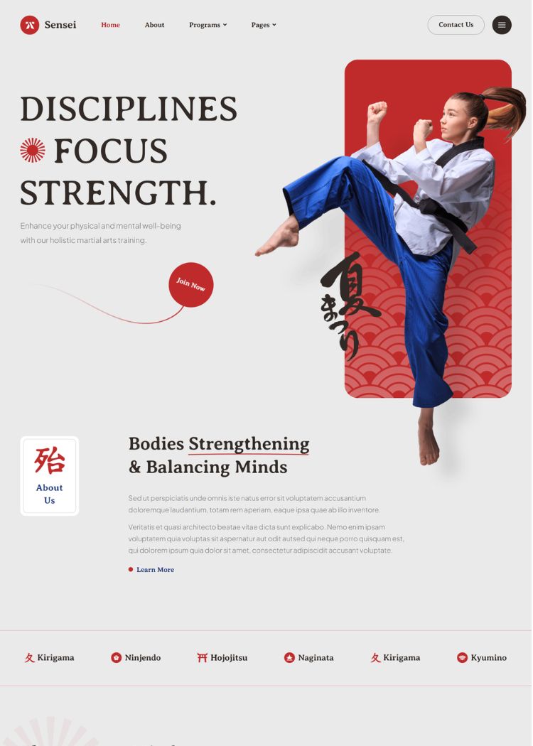 Martial Arts Club & Trainer Website Template
