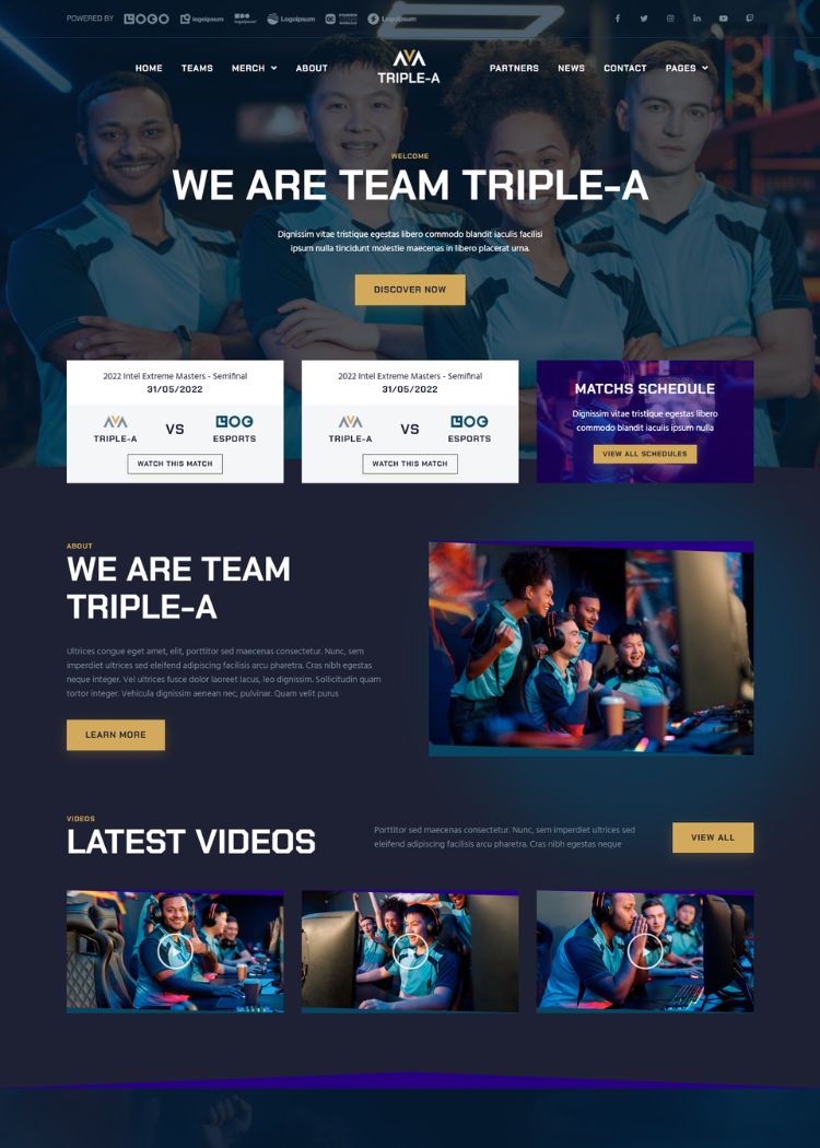 eSport Team Gaming Website Template