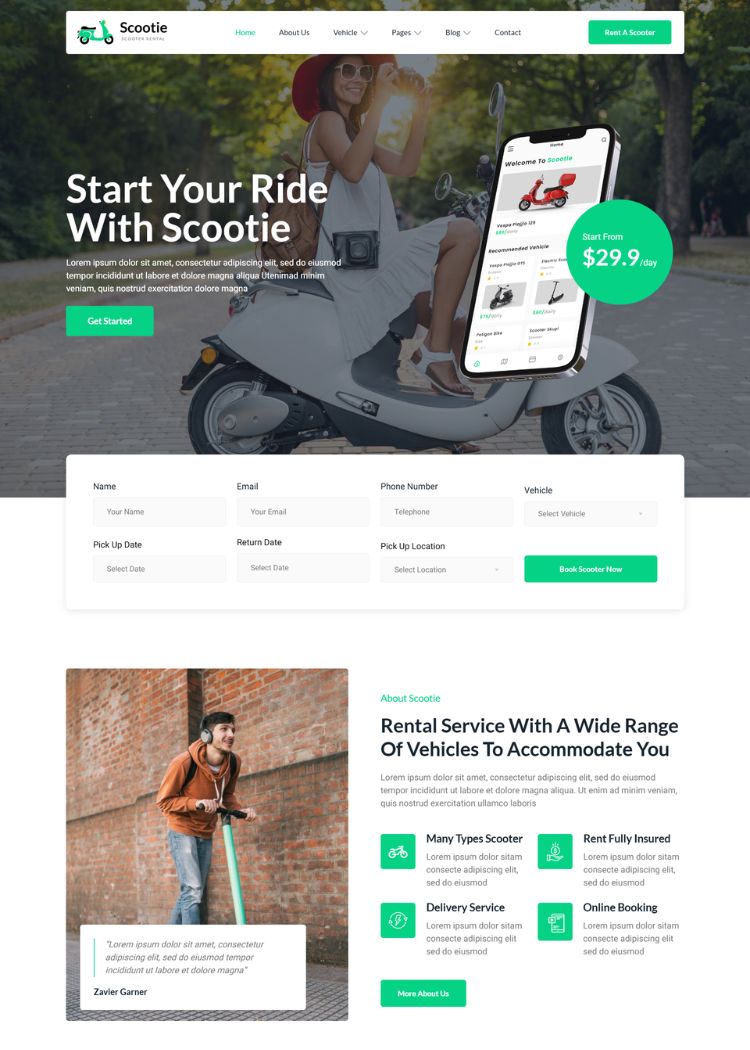 Bike & Scooter Rental Website Template