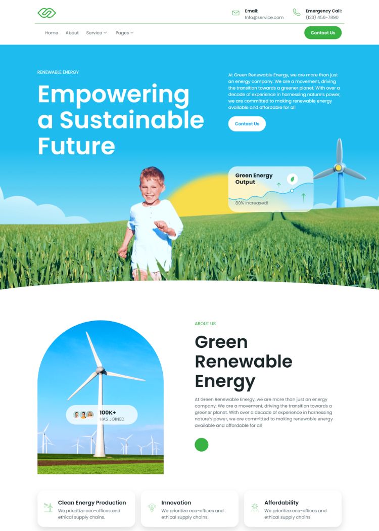 Green Renewable Energy Website Template
