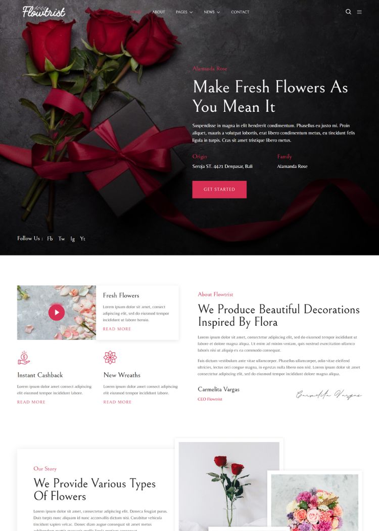 Flower Boutique & Florist Website Template