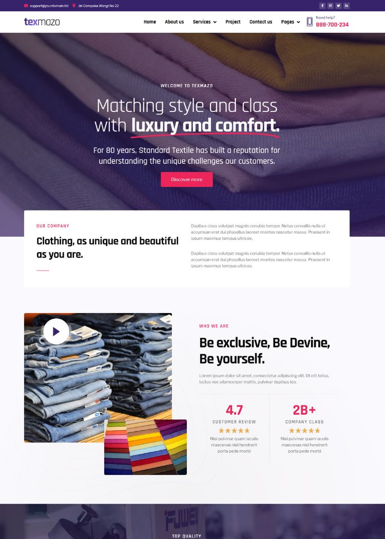 Textile & Garment Industry Website Template