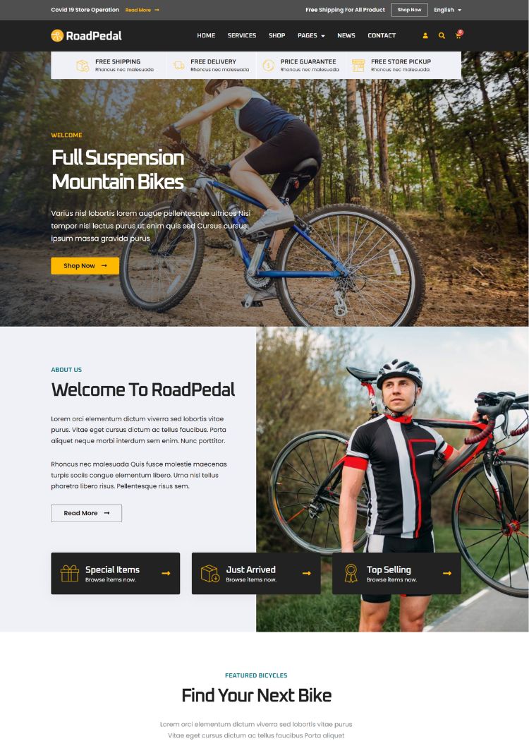 Bicycle Store Website Template