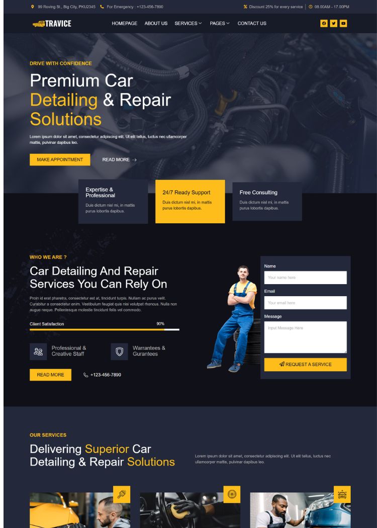 Car Detailing Service & Car Repair Website Template